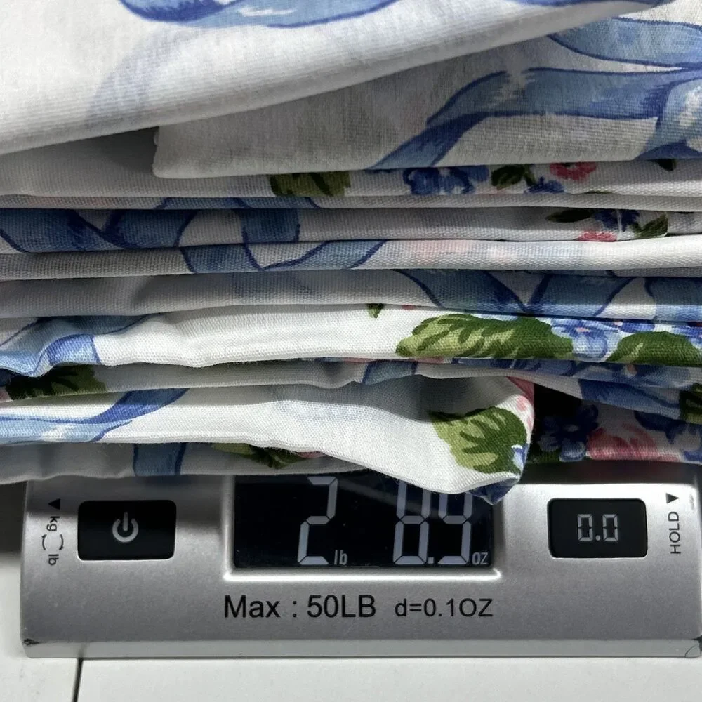 Dan River Double Sheet Set Potpourri Blue Ribbon Floral Pink Crisp Fitted Flat